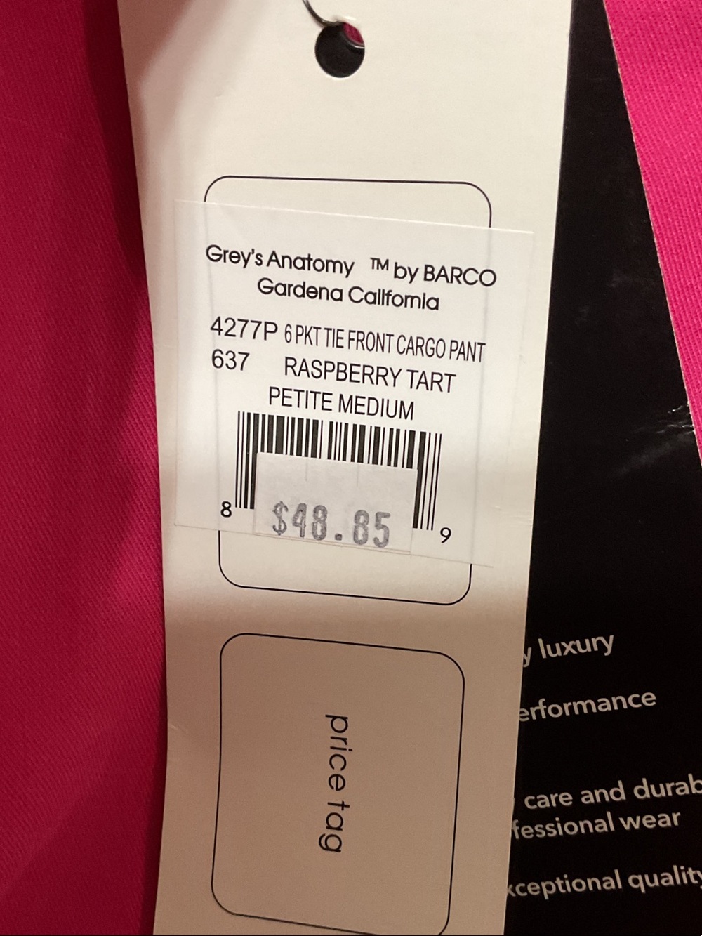 Grey's Anatomy Bright raspberry Straight-Leg Scrub Pants size MP - Picture 7 of 7
